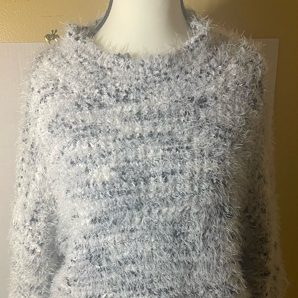 Freshman 1996 Fuzzy Cropped Sweater, Size Large Y2K Pullover Long Sleeve Sz. L
